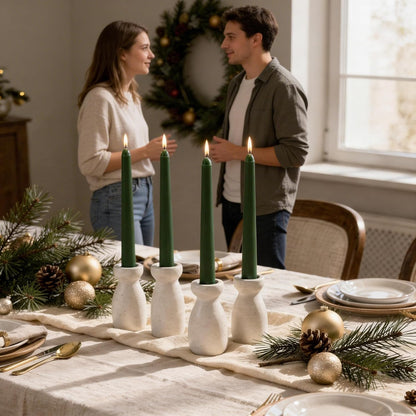 Viyffo Taper Candles, 10 Inch, 4 Pack, Olive Glow – Unscented, Dripless & Smokeless Design, Up to 8 Hour Burn – Long Tall Taper Candlesticks for Wedding, Dinner & Home Decor