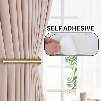 Groleca 2 Pack Adhesive Curtain Holdbacks Curtain Tie Backs Curtain Holdbacks No Drill Curtain Pull Backs Adhesive Curtain Hooks Curtain Holders for Drapes (2, Black)