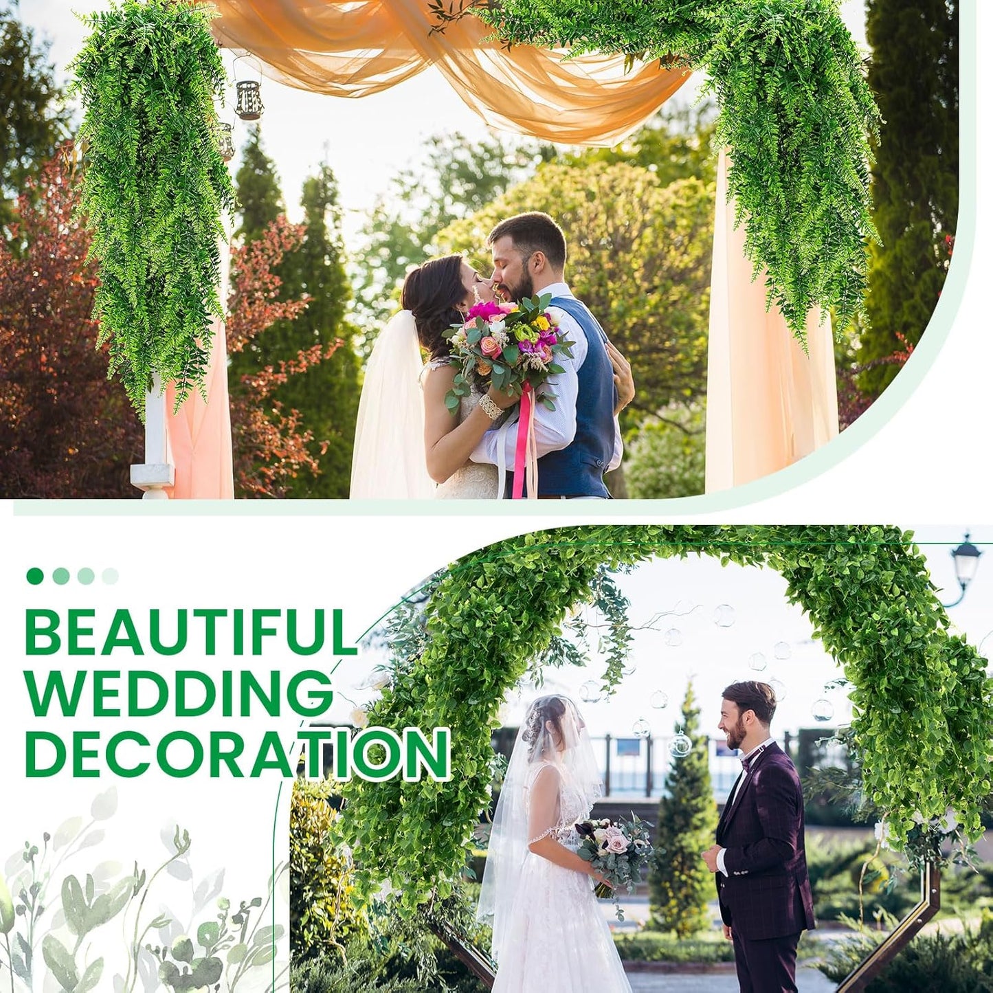 XunYee 28 Pcs Artificial Hanging Plants 32 Inch Plastic Fern Vine Fake Greenery Plant Faux Eucalyptus Vine for Wall Room Wedding Indoor Outdoor Decor, No Baskets (Boston Fern)