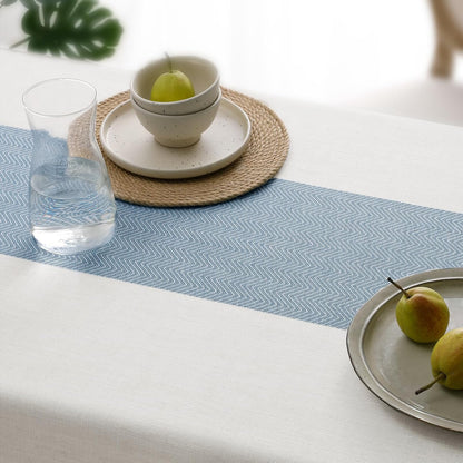 Softalker Outdoor Tablecloth Rectangle, Waterproof Linen Cotton Farmhouse Table Cloths with Tassel, Heavy Weight Wrinkle Free Boho Table Cover for Picnic Camping Dining - 55 x 70 Inch, Coffee Lines