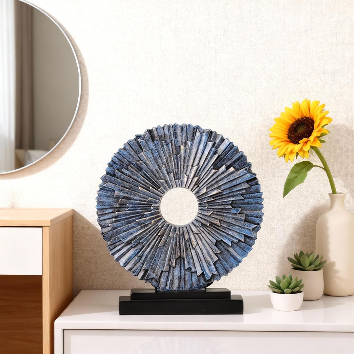 DOVDOV Gold Home Decor Sculpture, Unique Round line Statue, Modern Home Decor, Decorative Panel Statue Gold Decoration for Living Room TV Stand, Office, Bedroom, Dining Table Centerpiece.