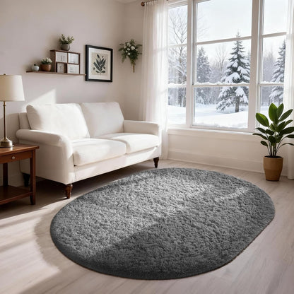 Ophanie Round Rugs 5Ft Ivory Circle Area Rug, Nursery Room Decor, Christmas Aesthetic Bedroom Home Circular Carpet 5 Foot, Fluffy Fuzzy Shag Plush Cream Living Room Rugs for Kids Boys Girls Teen Baby