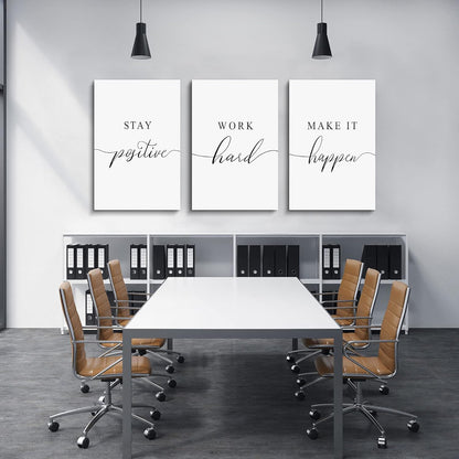 Inspirational Canvas Painting Wall Art -EPHANY ART,Mindset Quotes Prints, Success Framed Entrepreneur Poster Positive Quotes Wall Poster for Home Office Workplace (M-3pcs,12x16inchx3pcs)