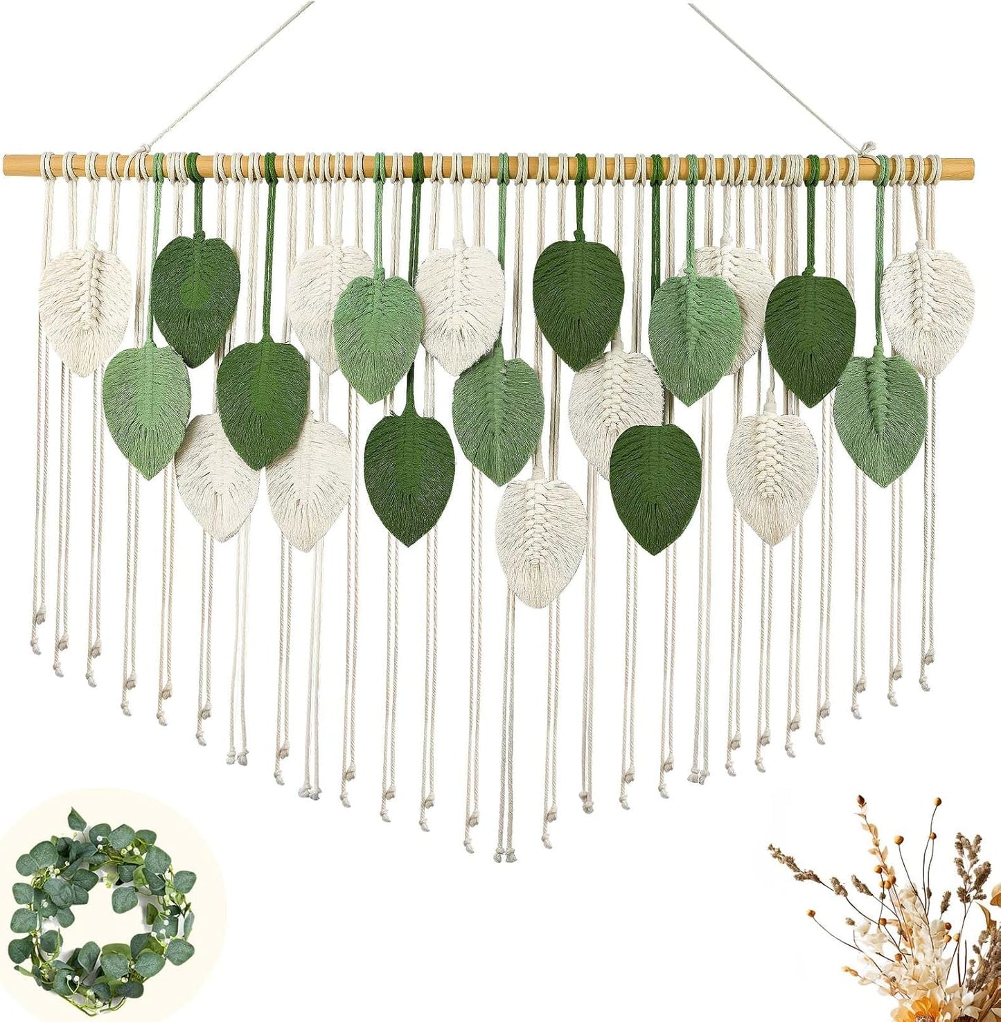 Gliterra Large Macrame Wall Hanging Handmade Boho Tapestry 43"x32" - Wall Art Decor for Living Room, Bedroom, Wedding (beige)