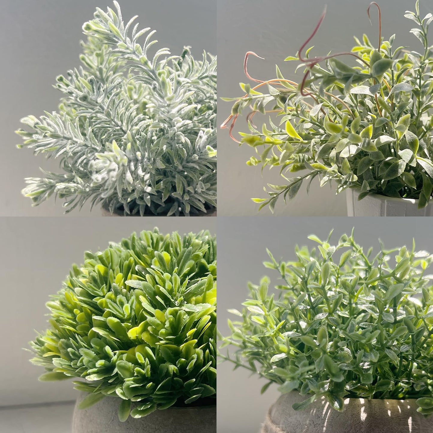 4 Pack Small Fake Plants in White Pulp Pot for Home Decor, Artificial Plants Indoor, Small Faux Plants Indoor for Bathroom Bedroom Kitchen Office Farmhouse Room Shelf Decor