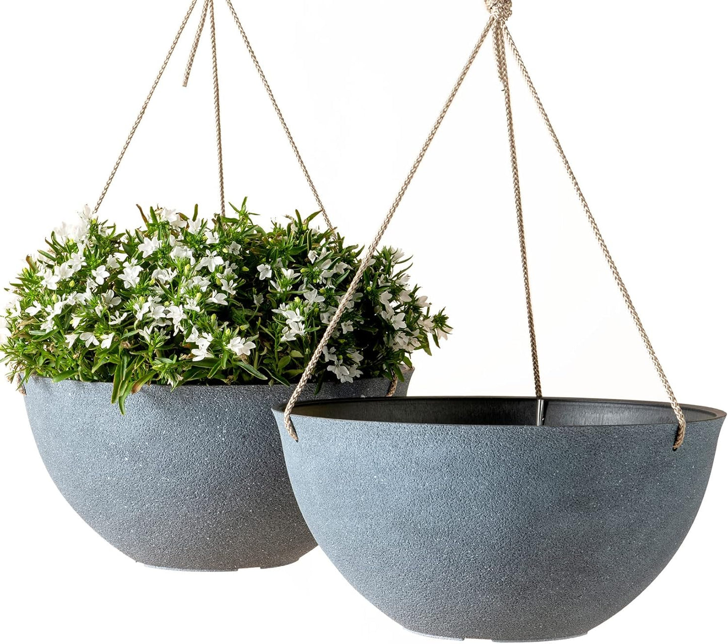 LA JOLIE MUSE Large Hanging Planters - 13 Inch Flower Pots Outdoor Indoor, Hanging Garden Planters Set of 2, New Iron Color