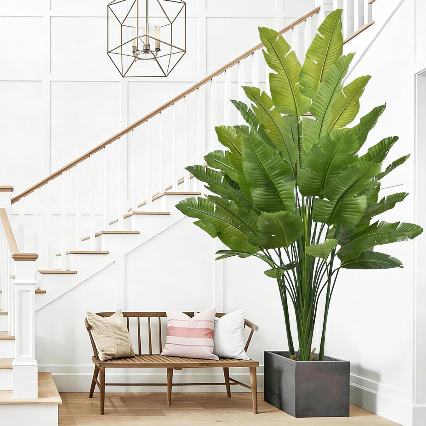 Bird of Paradise Plant Artificial 7.5FT - Tall Faux Plants Indoor with 34 Lifelike Leaves Trunks, 96" Large Fake Tropical Floor Plant for Home Office Living Room Bedroom Indoor Decor