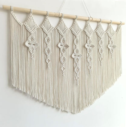 Achart Macrame Wall Hanging Large- Boho Wall Decor- large wall art- Wall Decor Living Room- Macrame Tapestry Boho Decor for Bedroom (Wooden Bead)