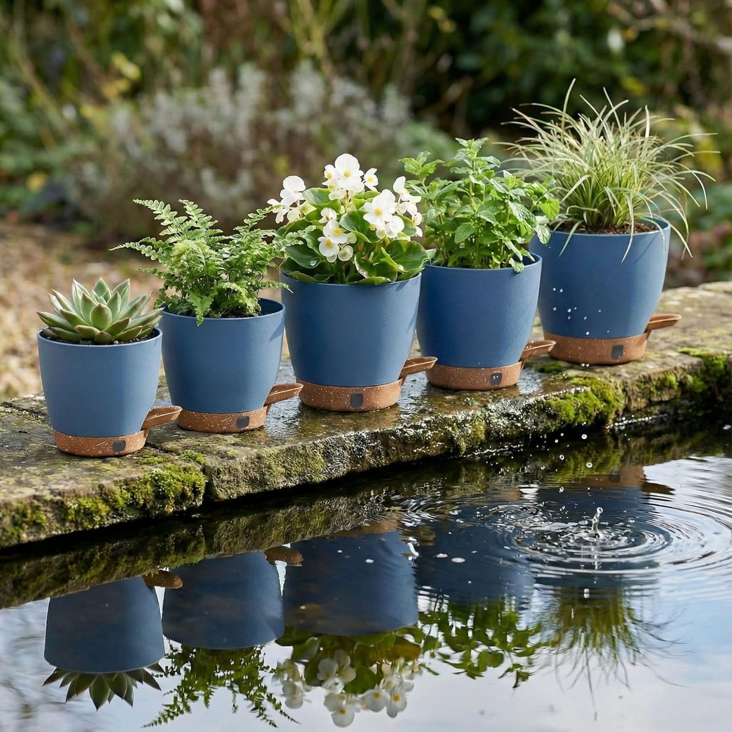 montresor 12/10/8 Inch Self Watering Pots for Indoor Plants Plastic Large Plant Pots for Outdoor Plants, Water Level Window & Spacious Reservoir Flower Pots Decorative Planter with Drainage and Tray