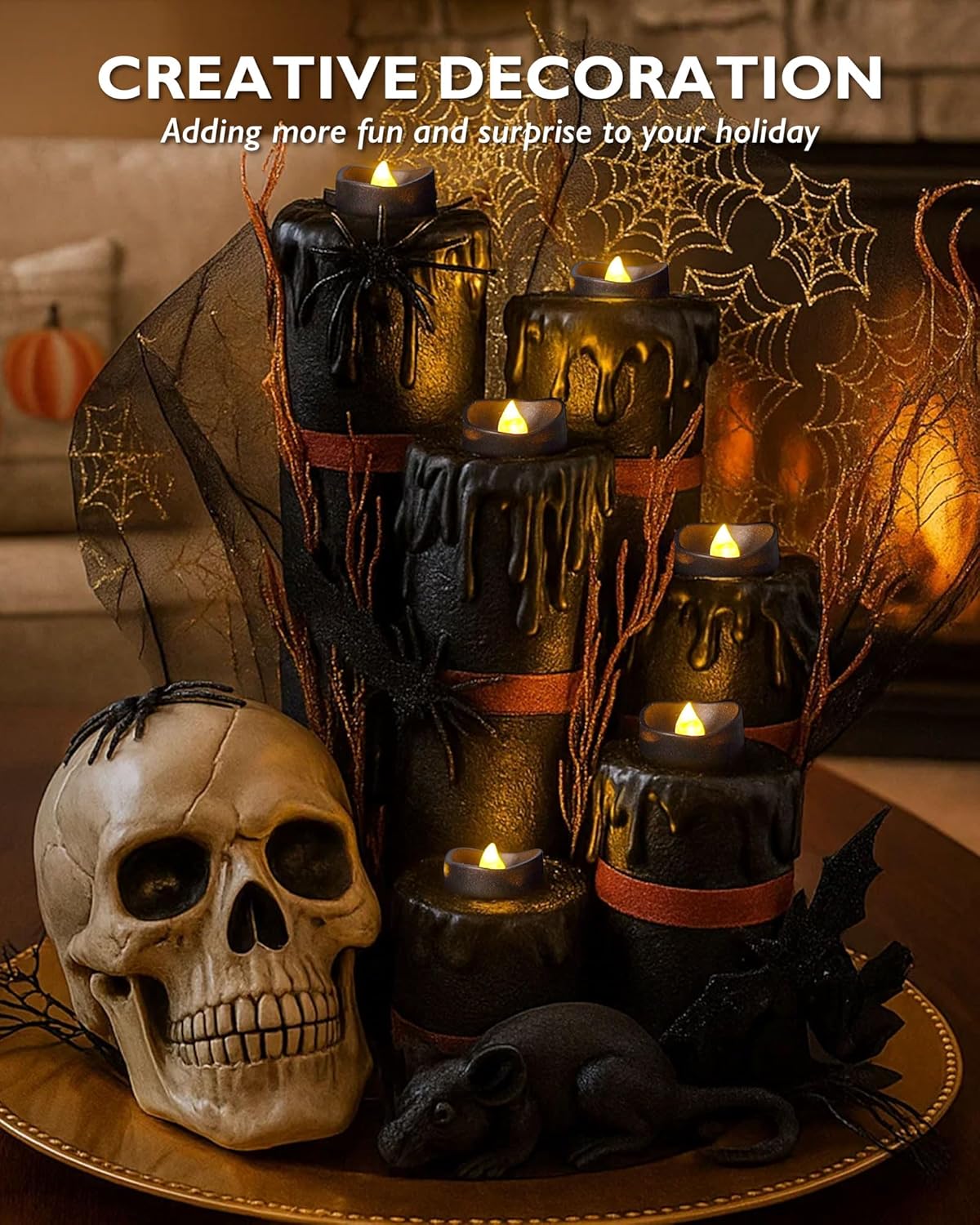 Homemory 24Pcs Flickering Flameless Candle Battery Operated, 200+Hours Fake Electric LED Tea Lights for Votive, Centerpiece Table Decorations, Wedding, Aniversary, Halloween, Christmas