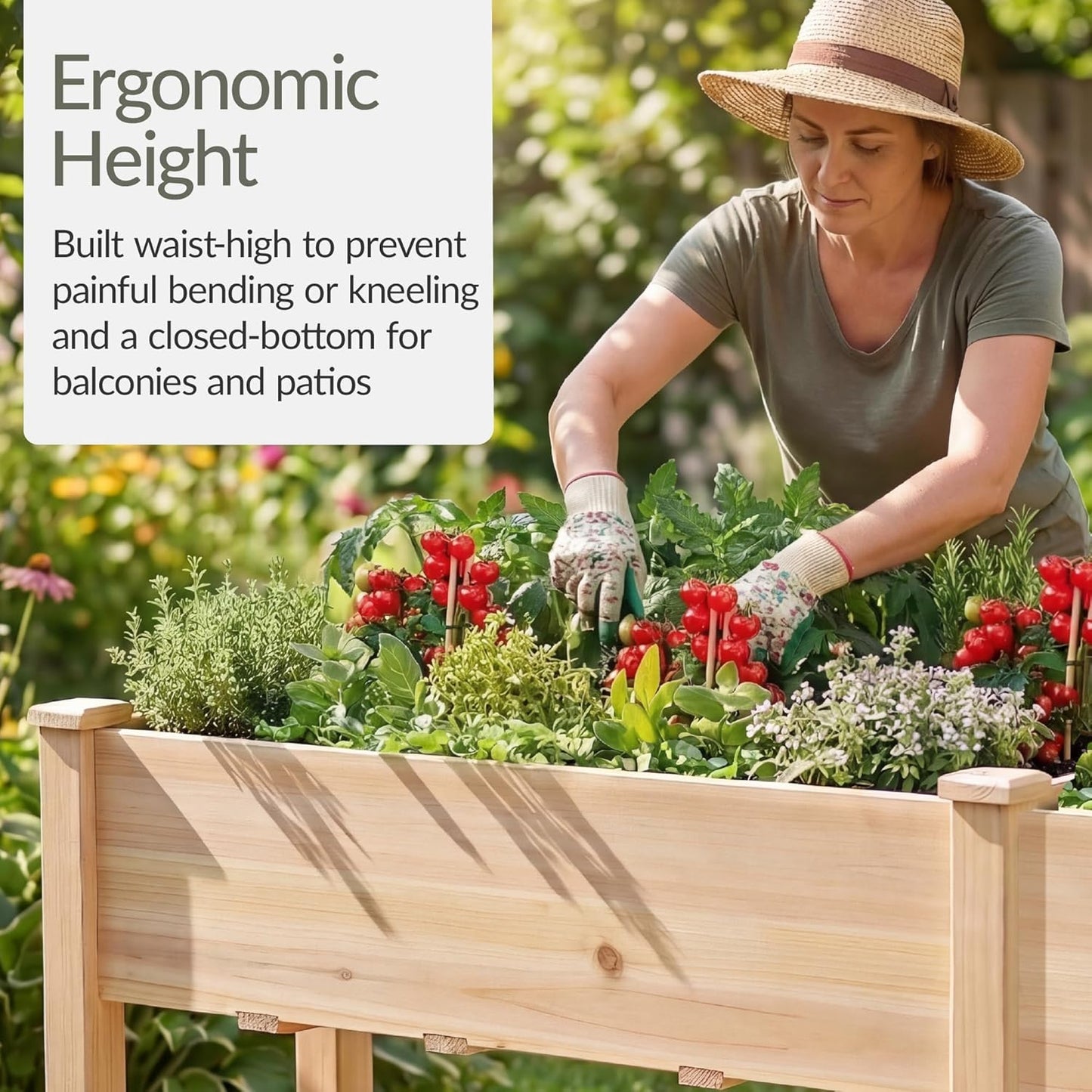 Best Choice Products 72x24x30in Raised Garden Bed, Elevated Wood Planter Box Stand for Backyard, Patio, Balcony w/Divider Panel, 6 Legs, 300lb Capacity - Natural