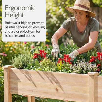 Best Choice Products 72x24x30in Raised Garden Bed, Elevated Wood Planter Box Stand for Backyard, Patio, Balcony w/Divider Panel, 6 Legs, 300lb Capacity - Natural