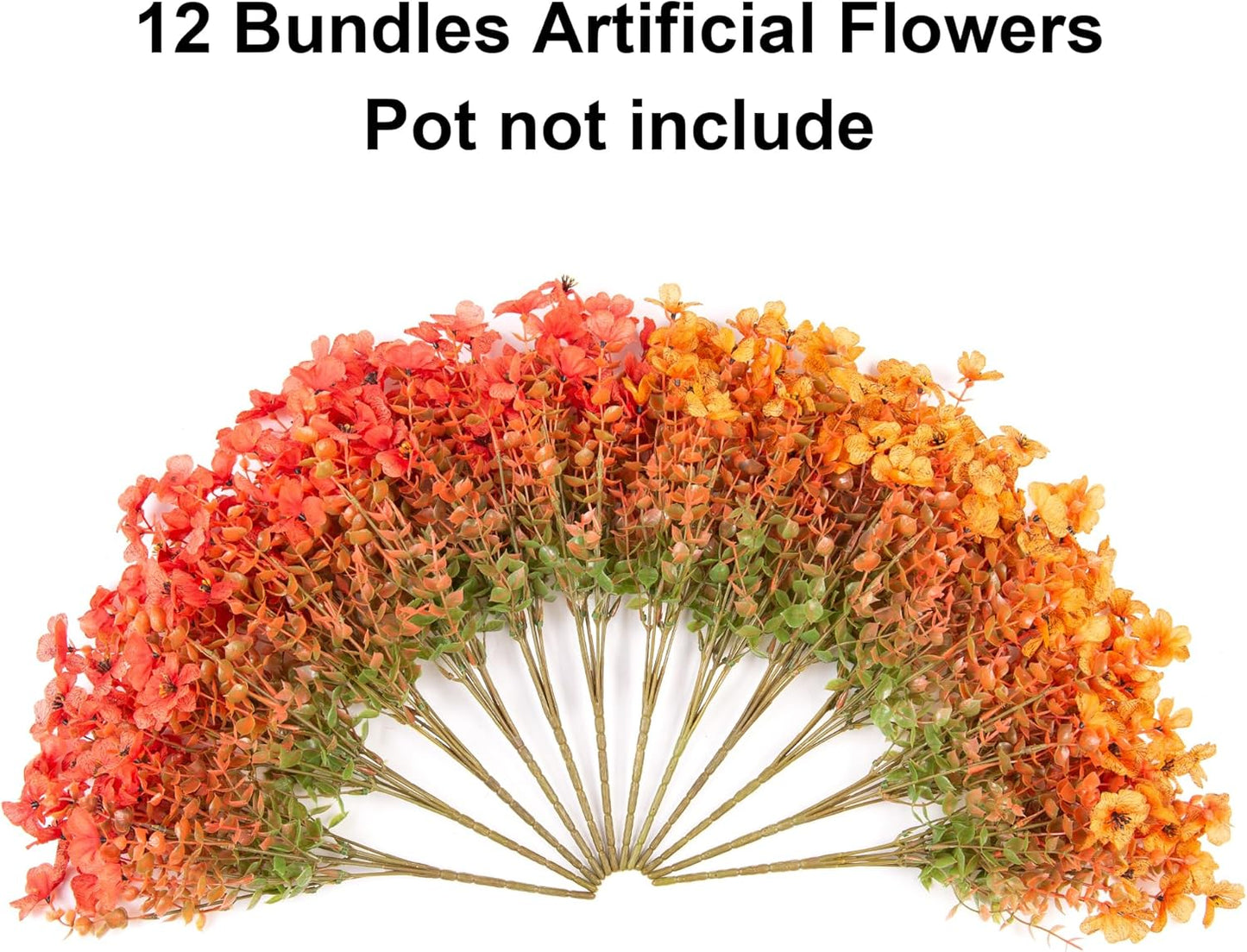 HyeFlora Artificial Flowers for Outdoor Indoor Garden Home Decoration, Faux Flower Daisy with Eucalyptus Leaves Fake Plants Greenery Boxwood Porch Patio, 12 Bundles (Mix Pink Red Purple Yellow)
