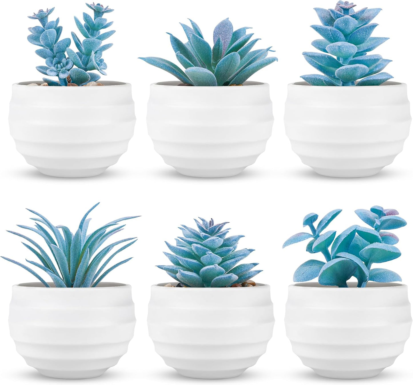 Der Rose Set of 6 Succulents Plants Artificial in Pots Small Fake Plants for Bedroom Aesthetic Living Room Shelf Bathroom Decor Office Desk Accessories