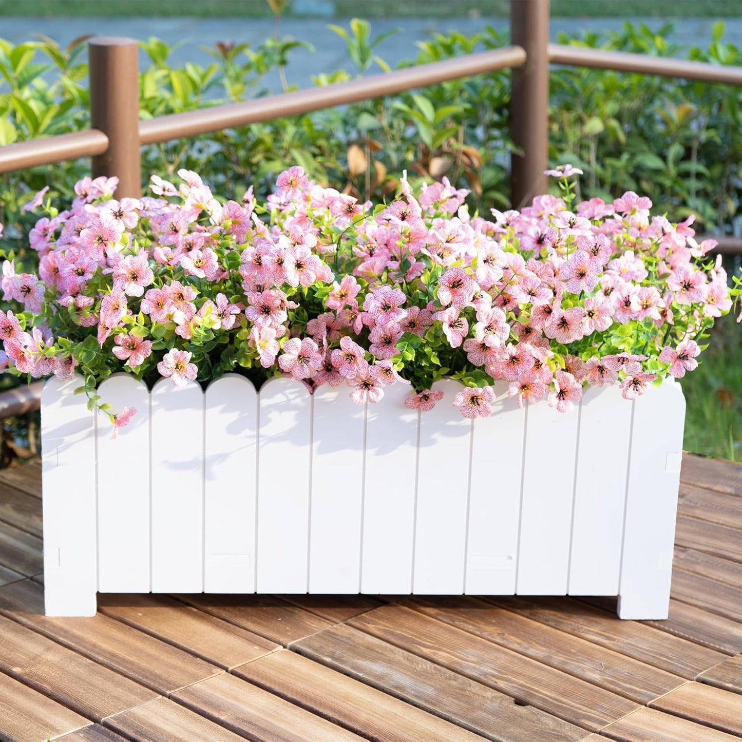 16 Bundles Artificial Fake Flowers Plants for Outdoors Spring Summer Decor,Faux Flowers Plant Silk Daisy UV Resistant for Outside Planters Front Porch Patio Yard Garden Home(Red,Purple,Yellow,Fuchsia)