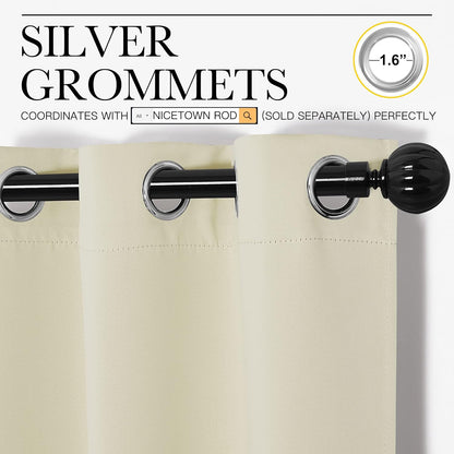 NICETOWN Halloween Pitch Black Solid Thermal Insulated Grommet Blackout Curtains/Drapes for Bedroom Window (2 Panels, 42 inches Wide by 63 inches Long, Black) - Colors C