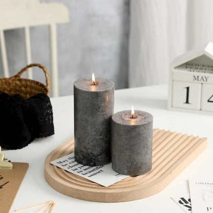 3x4 inch Green Pillar Candles Set of 3, Unscented Pillar Candle, Dripless and Smokeless Large Candles, Candle for Home Decor, Dinner Table,Weddings, Holidays
