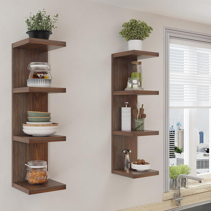 LitaEther Versatile 7 Tier Wall Shelf Unit,White Lack Wall Shelf,Display Floating Shelf with LED Remote Control Light