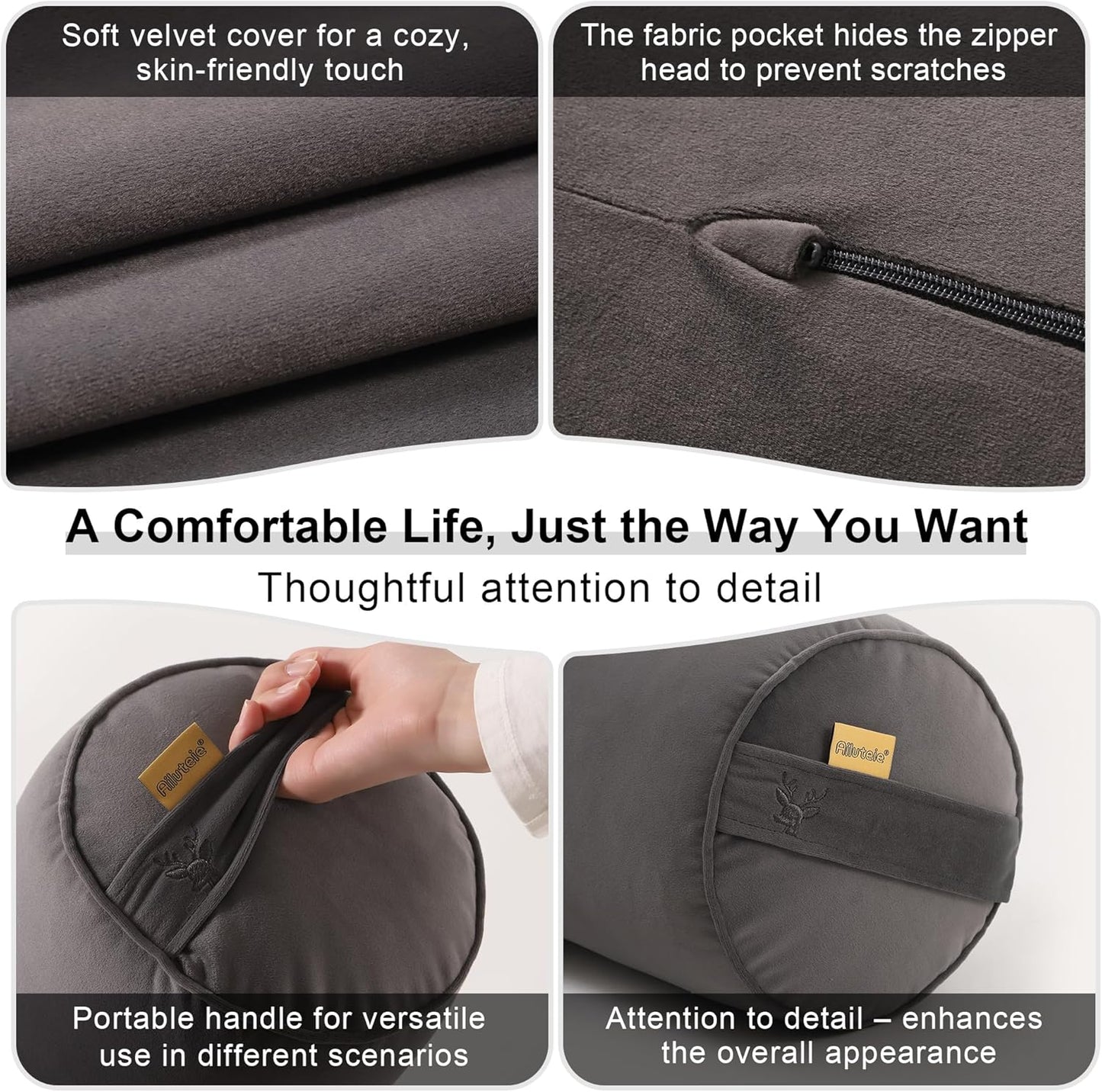 Body Pillow for Adults,Long Round Pillow,Big Cylindrical Pillow,Large Full Bolster Pillows for Side Sleepers (Steel Gray, 47.24"*7.87")