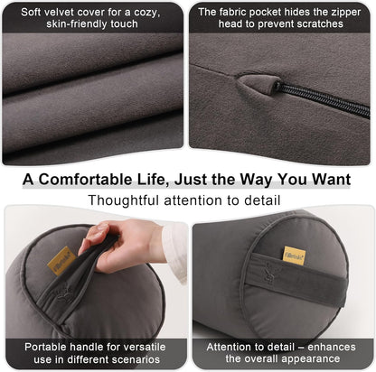 Body Pillow for Adults,Long Round Pillow,Big Cylindrical Pillow,Large Full Bolster Pillows for Side Sleepers (Steel Gray, 47.24"*7.87")