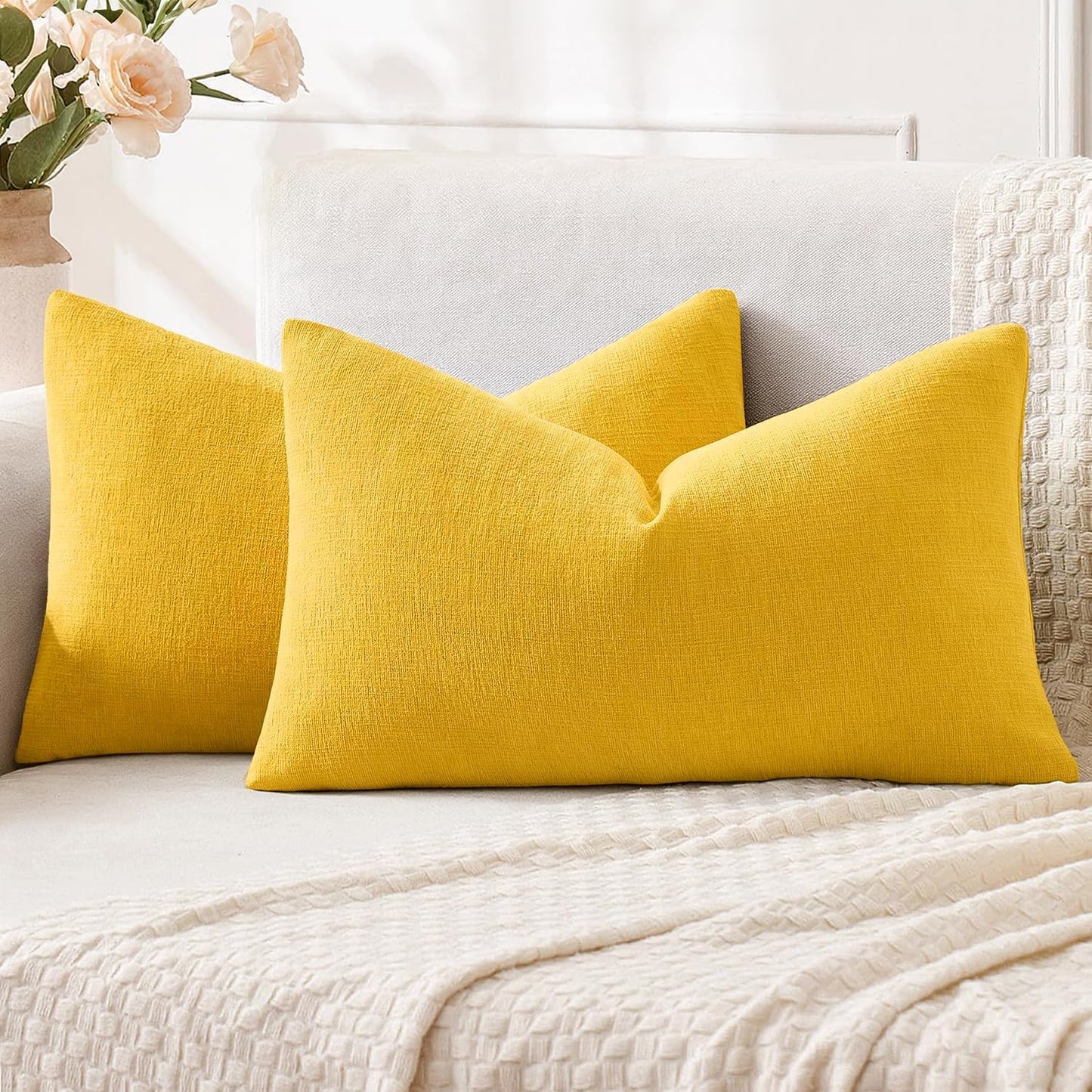MIULEE Olive Green Couch Pillow Covers 18x18 Inch, Set of 2 Soft Chenille Decorative Square Throw Pillow Covers Farmhouse for Sofa Living Room Bed