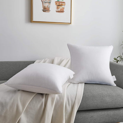 Oubonun 18"x18" Pillow Inserts (Set of 2) - Throw Pillow Inserts with 100% Cotton Cover - 18 Inch Square Interior Sofa Pillow Inserts - Decorative Pillow Insert Pair - White Couch Pillow