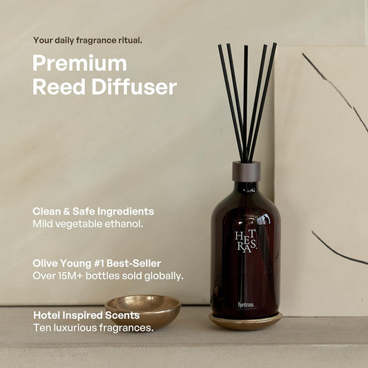hetras Premium Reed Diffuser Set 16.9 fl.oz. 2 Pack | Hotel Wood - Woody & Musk Scent | Large Luxury Home Fragrance with 10 Reed Sticks | Decor for Home & Office | Gift for Loved Ones