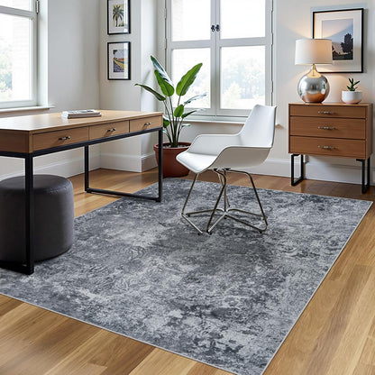 8x10 Area Rugs for Living Room Rug Washable: Abstract Large Rug for Dining Room Bedroom Carpet Non Slip 8 by 10 Indoor Modern Nursery Home Office Blue Grey