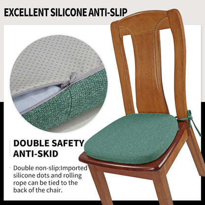 SINOSSO 1 Pack Memory Foam Chair Cushions for Dining Chair, Friendly Woven Fabric 16" U-Shape Comfortable Kitchen Chair Pad, Removable Slip Resistant Seat Cushion (1 Piece, Blue)