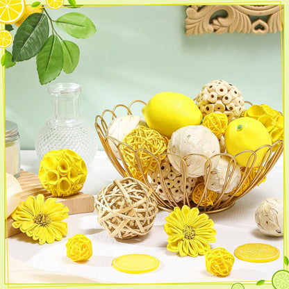 Riceshoot 2 Pack Decorative Balls Potpourri Bowl Filler Decor Natural Vase Bowl Filler Assorted Spherical Rattan Twigs Wicker Balls Cotton for Home Centerpiece(White)