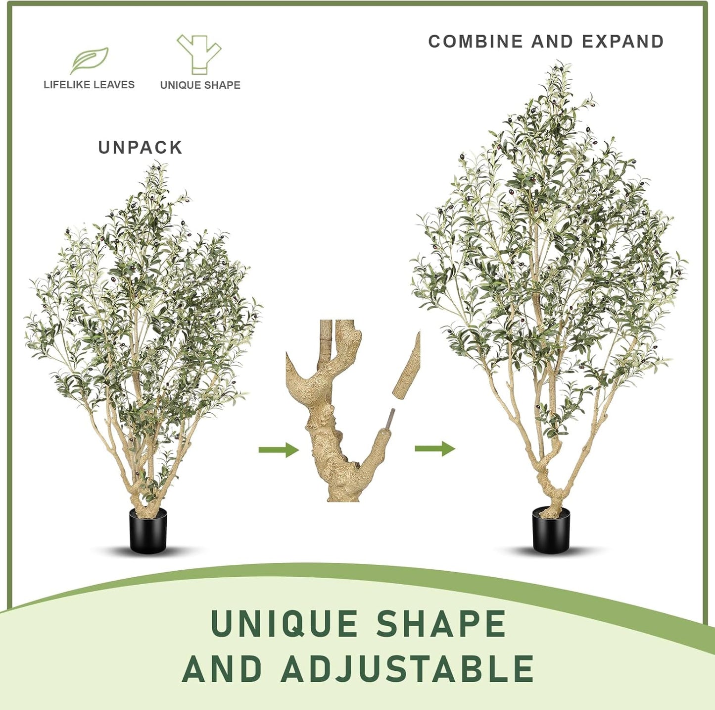 LYERSE Olive Trees Artificial Indoor - Faux Olive Tree 7ft with Olive Branches and Lifelike Fruits - Fake Olive Tree 7 Feet for Modern Home Office House Living Room Decor Indoor