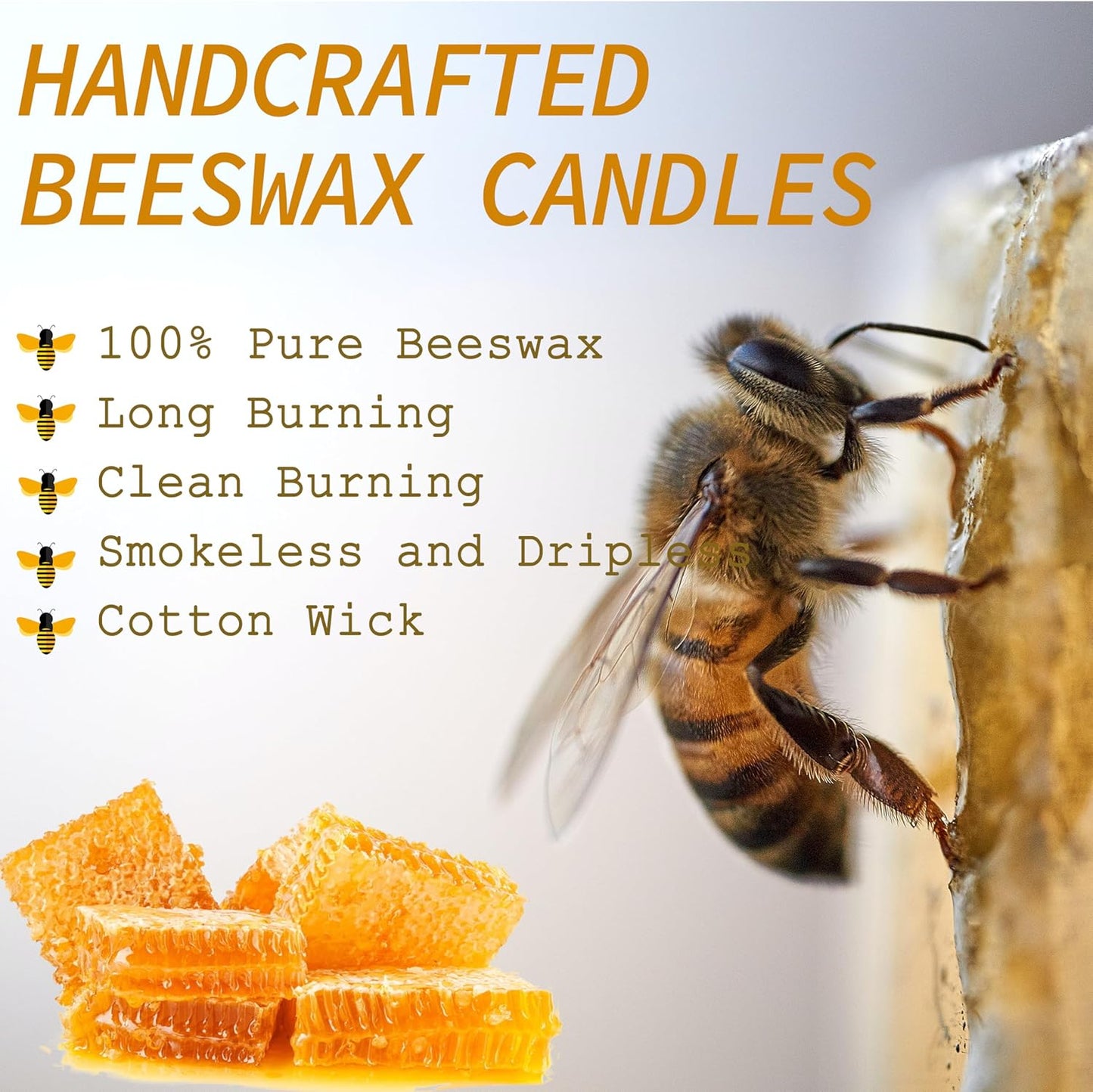 Natural Beeswax Candles 4 Packs, Beeswax Pillar Candles with 140 Hours Burn Time, Organic Emergency Candle Long Burning for Home Room, Smokeless & Dripless, 2x4 inch
