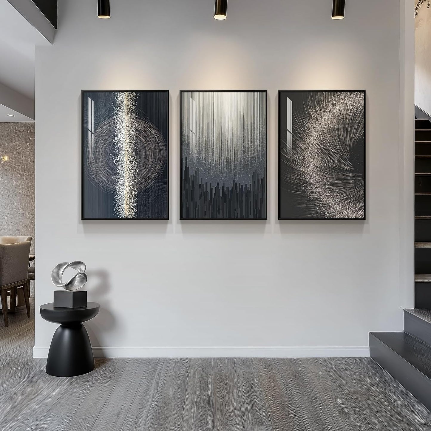 Framed Modern Luxury Gold Wall Art, Set of 3 Piece Contemporary Paintings Artwork for Walls, Golden Prints Pictures with Gold Frame, Wall Decor for Living Room, Hallway, Bedroom, Office 16x24 Inch