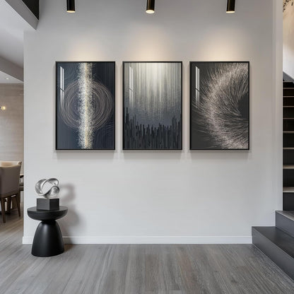 Framed Modern Luxury Gold Wall Art, Set of 3 Piece Contemporary Paintings Artwork for Walls, Golden Prints Pictures with Gold Frame, Wall Decor for Living Room, Hallway, Bedroom, Office 16x24 Inch