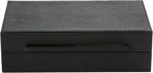 Sagala Set of 2 Ivory Shagreen Decorative Boxes With Brushed Gold Metal Handles, Faux Leather Jewelry Boxes Modern Storages Photo Memory Boxes Home Organizer Boxes (Ivory-Gold, 2pack)