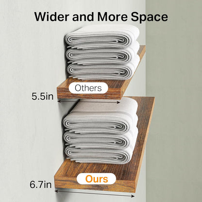 BAYKA Floating Shelves for Wall, Set of 3, Wall Mounted Rustic Wood Shelves for Bathroom, Bedroom, Living Room, Kitchen, Small Hanging Shelf for Books/Storage/Room Decor, Walnut-Like, 15.7in