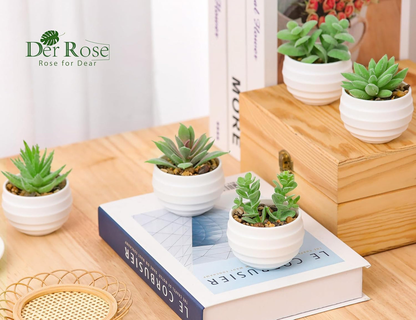 Der Rose 6 Pack Fake Plants Small Realistic Succulents Plants Artificial for Home Room Decor Indoor