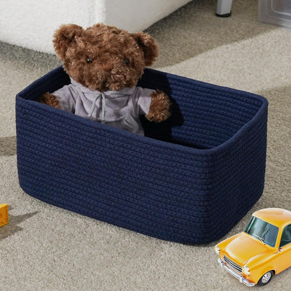 3-Pack Small Storage Baskets for Organizing | Woven Shelf Toy Basket | Rope Baskets for Gifts Empty | Closet Organizer Bins with Handles | Cube Decorative Box | 11.8×7.8×5.1” | Mixed brown