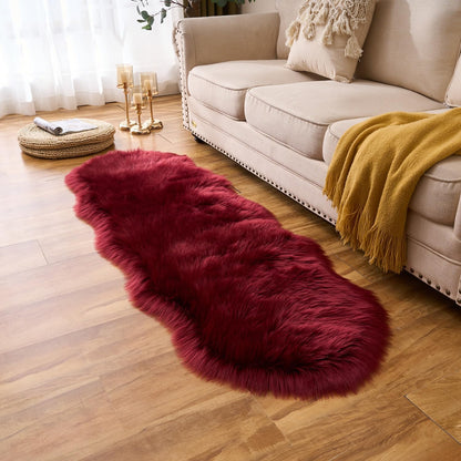 EasyJoy Ultra Soft Fluffy/Fuzzy Shaggy Area Rug Faux Fur Chair Cover Seat Pad for Bedroom Floor Sofa Living Room (2 x 6 ft Sheepskin, Beige)