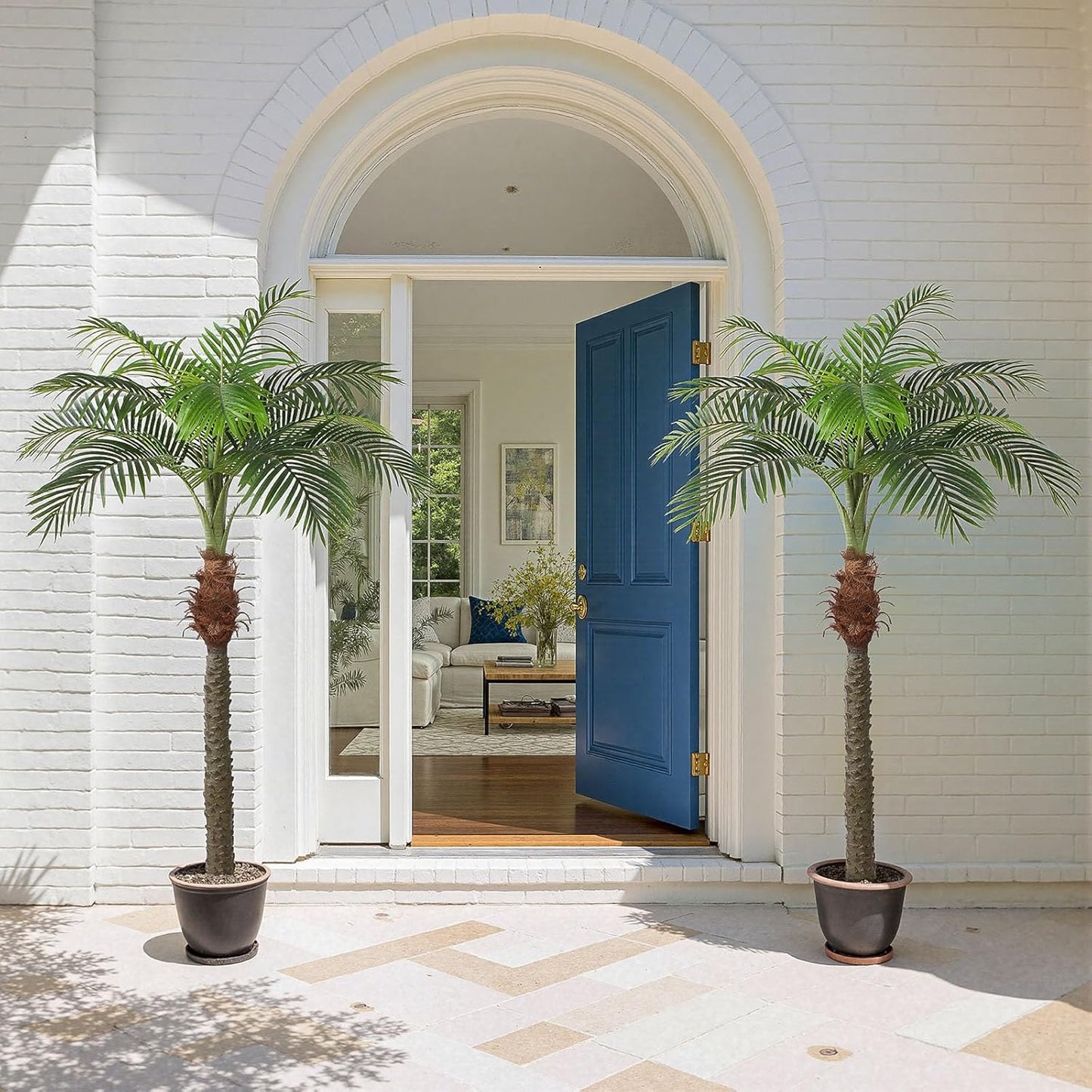 YEPDIN 6 Ft Artificial Tropical Palm Tree With 24 Removable Leaves - Large Faux Plant for Indoors and Outdoors, Silk Housewarming Gift, K185