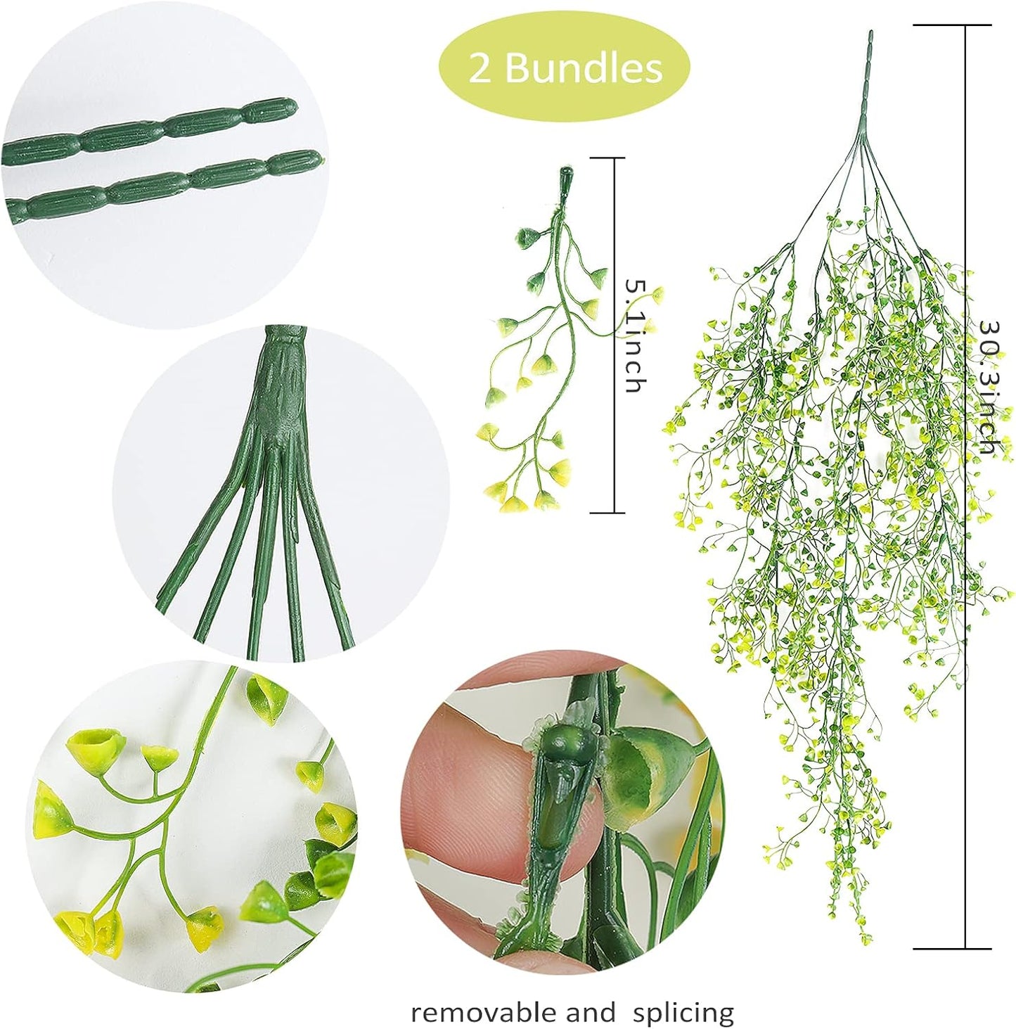 RECUTMS Fake Hanging Plants Artificial Ferns for Outdoor Hanging Faux Plants Vine Ivy Faux Fern Hanging Vines Wall Plants for Home Garden Party Wedding Decor (White 4P)