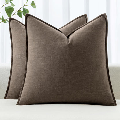 MIULEE Decorative Linen Euro Sham Pillow Covers 26x26 Cream White Boho Farmhouse Neutral Couch Throw Pillows for Bed Pack of 2 Accent Modern Pillowcase Sofa Livingroom Home Decor