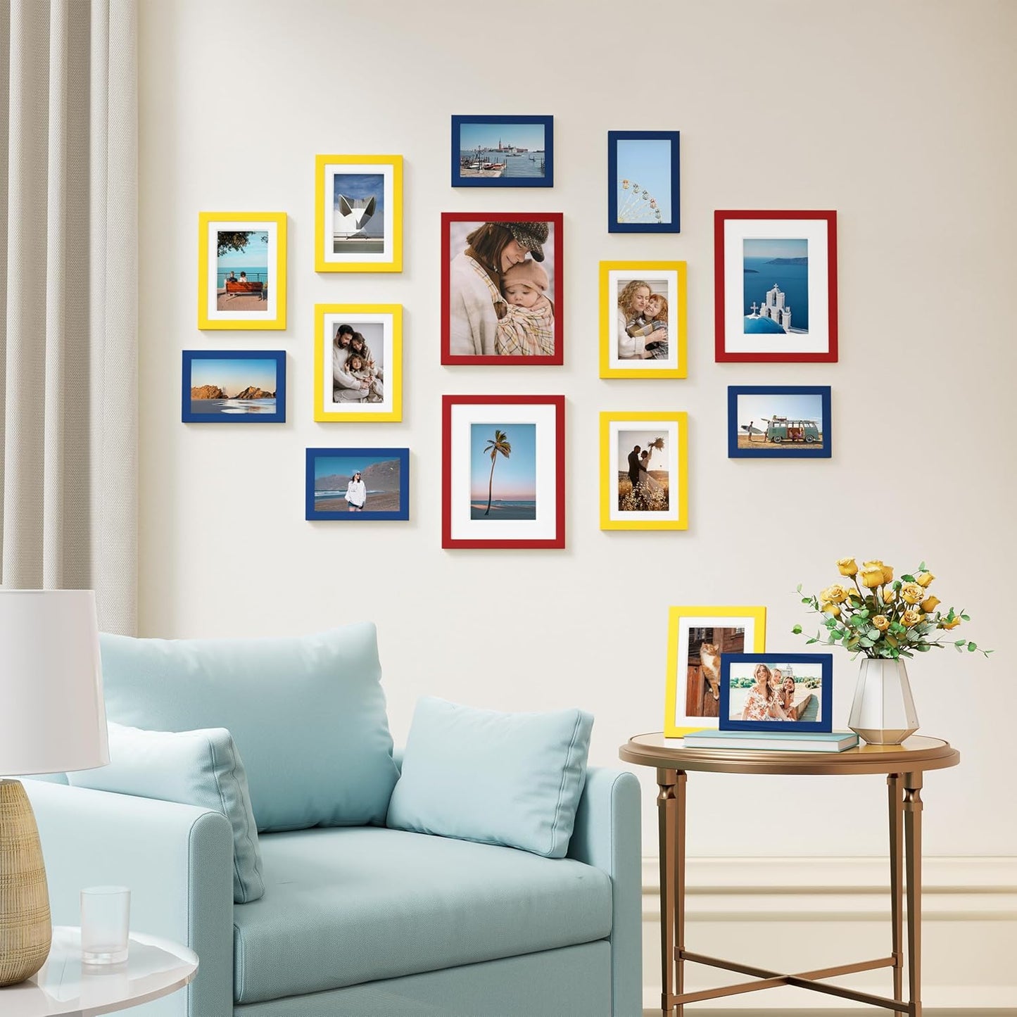 Vittanly 15 Pack Picture Frames Collage Wall Decor for Mounting or Tabletop Display, Gallery Frame Set for Family, Multi Sizes Including 3pcs 8x10, 6pcs 5x7, 6pcs 4x6, Black
