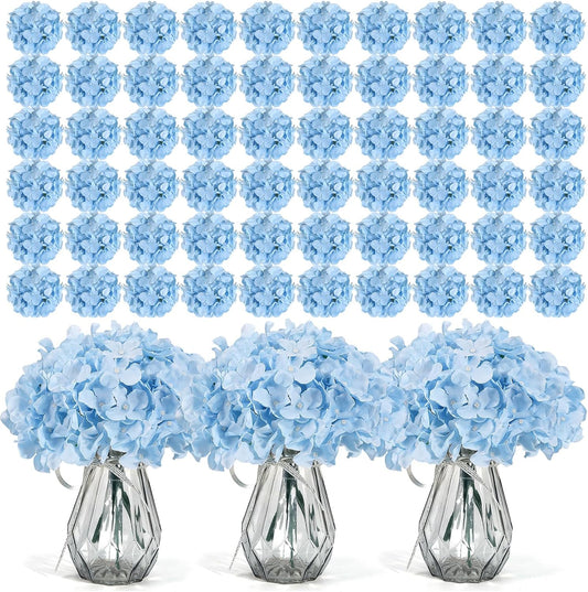 Auihiay 64 PCS Artificial Hydrangea Flowers, Silk Hydrangea Full Flowers Heads with Stems for Wedding Centerpieces, Home, Garden, Baby Shower, Party Decoration (Ivory)