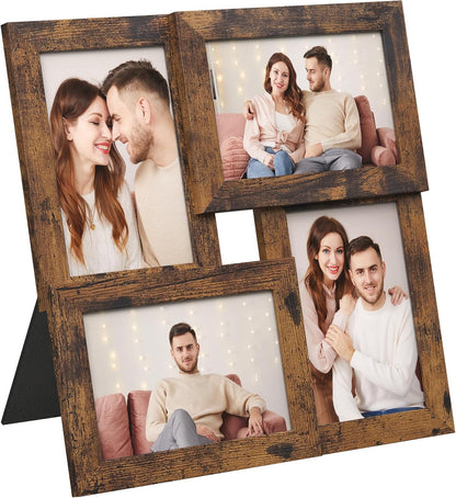 SONGMICS Collage Picture Frames, 4x6 for Wall Decor, Multi Family Photo for Gallery Decor, Hanging Display, Set of 4, Ink Black URPF25BK