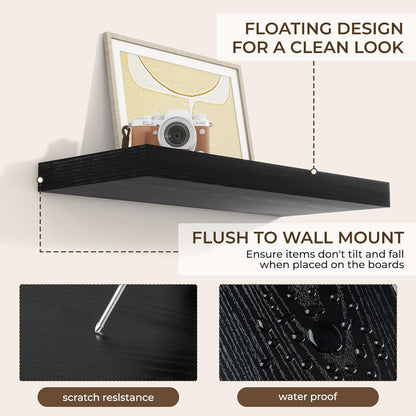 RICHFOCUS 72Inch Floating Shelves for Wall 2 Pack Shelves for Bedroom|Kitchen|Bathroom Wall Mounted Rustic Wood Floating Shelf with Invisible Brackets for Books|Storage|Decor, Rustic Brown