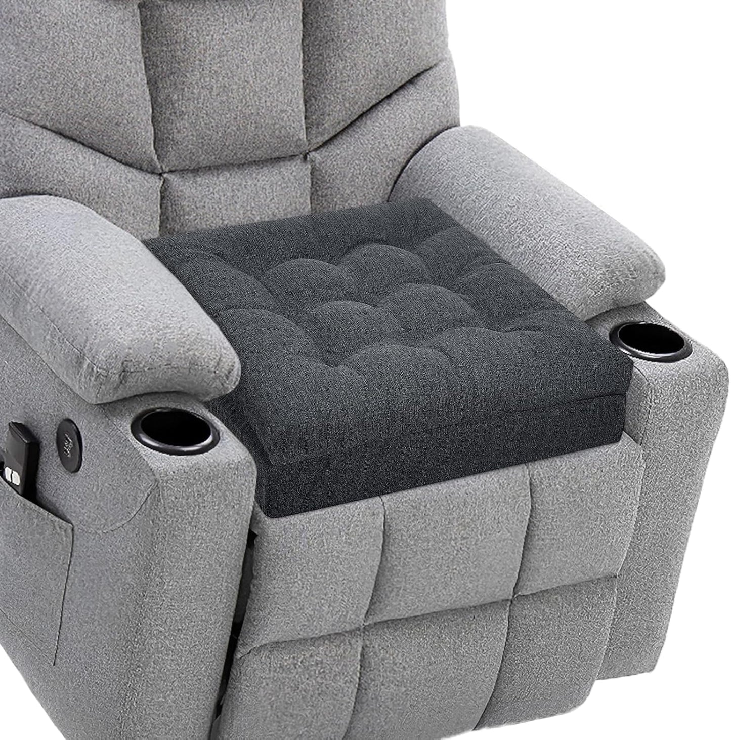 Recliner Cushions for Elderly, 20x20x5 Inch Thick Chair Cushion Patent Design Soft Tufted Dual Layer Booster Seat Cushions for Seniors Recliner Risers Taupe 1P