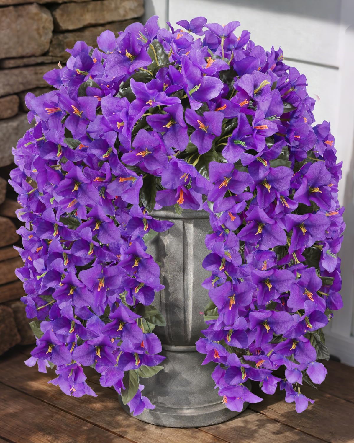 Artificial Flowers for Outdoors – 2 Bundles of UV-Resistant Artificial Bougainvillea, Realistic Silk Flowers for Front Porch, Patio, Garden, Window Boxes & Hanging Baskets (Hot Pink, 2)
