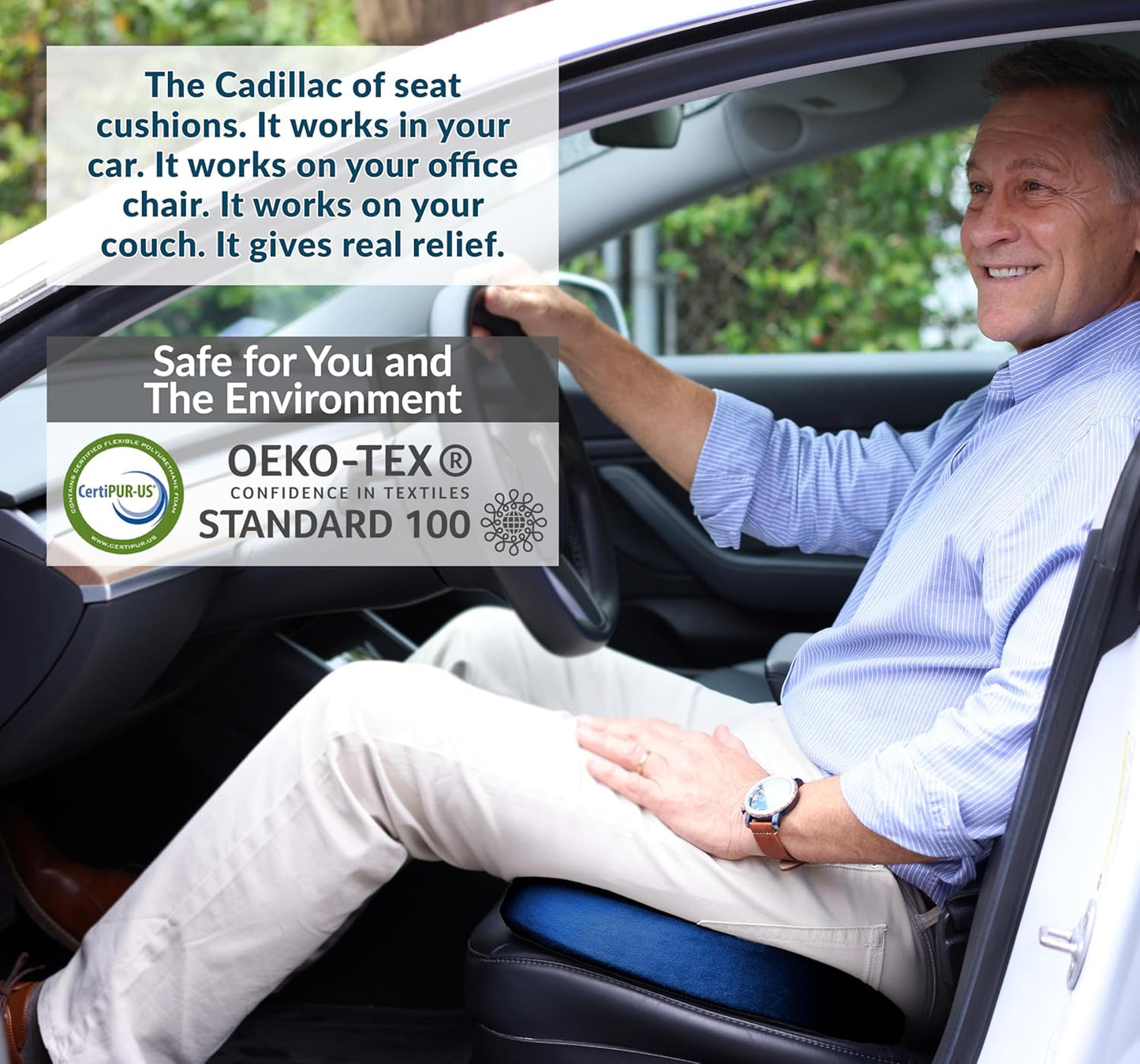 ComfiLife Premium Gel & Memory Foam Seat Cushion – Doctor Recommended Office Chair Cushion, Car Seat Cushion – Chair Cushions for Back & Sciatica Pain Relief – Seat Cushions for Office & Desk (Black)