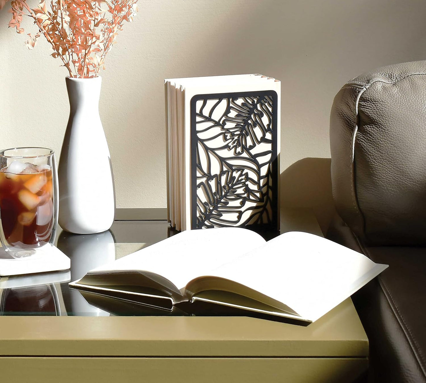 CNK Premium BookEnds - Heavy Duty Metal Book Stoppers for Home Office, Decorative Book Shelf Holders (Hummingbird Black)